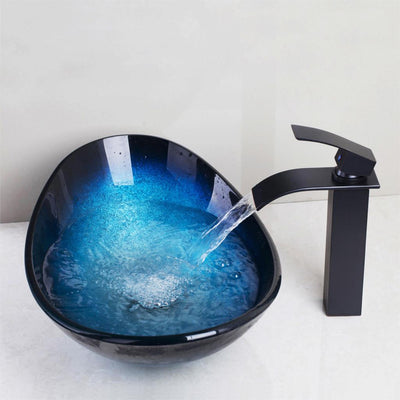 Glass Painted Waterfall Basin