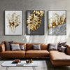 Nordic Golden abstract leaf flower Wall Art Canvas