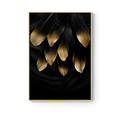 Nordic Golden abstract leaf flower Wall Art Canvas