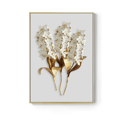 Nordic Golden abstract leaf flower Wall Art Canvas