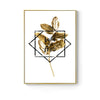 Nordic Golden abstract leaf flower Wall Art Canvas