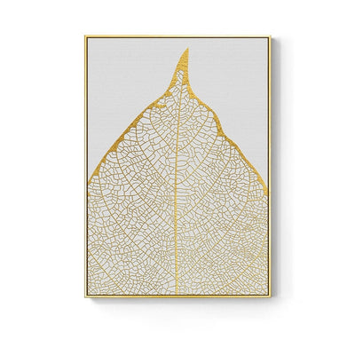 Nordic Golden abstract leaf flower Wall Art Canvas